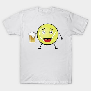 Tennis Ball Drinking Beer - Funny Character T-Shirt